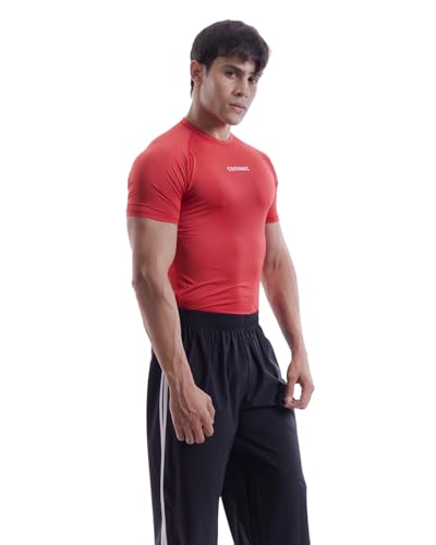 Image of COITONIC Men's Half Sleeve Compression T-Shirt - Athletic Base Layer for Gym, Sports & Fitness Training