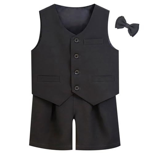 Traje de boda para niño moderno con chaqueta, pajarita y pantalón corto formal