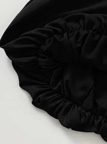 Image of Girls Skirts Cute Paperbag Bow Elastic High Waisted Bubble Ruffle Hem Puffy Mini Skirt