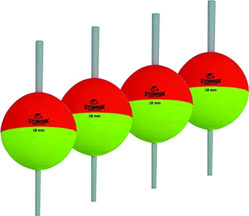 Storfisk fishing & more Juego de 4 bolas para pesca de trucha, redondas, amarillo/rojo, diámetro: 18 mm Cover