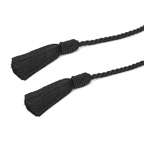 Image of 2 Pack Curtain Tiebacks Handmade Decorative Curtain Holdbacks Rope with Tassel - Black