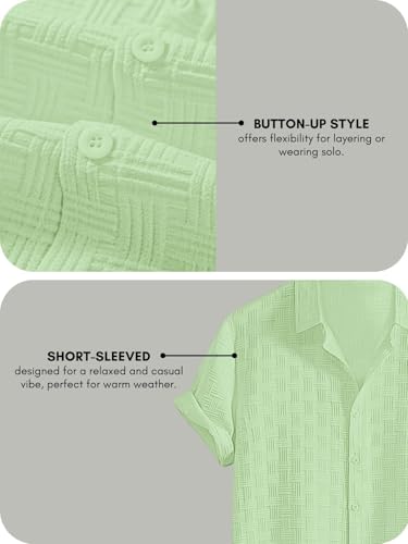 Image of Leriya Fashion Men's Formal Button Down Shirt - Slim Fit Office Wear Shirt for Men | Textured Short Sleeve Polycotton | Business & Meeting Ready (Available in Plus Size)