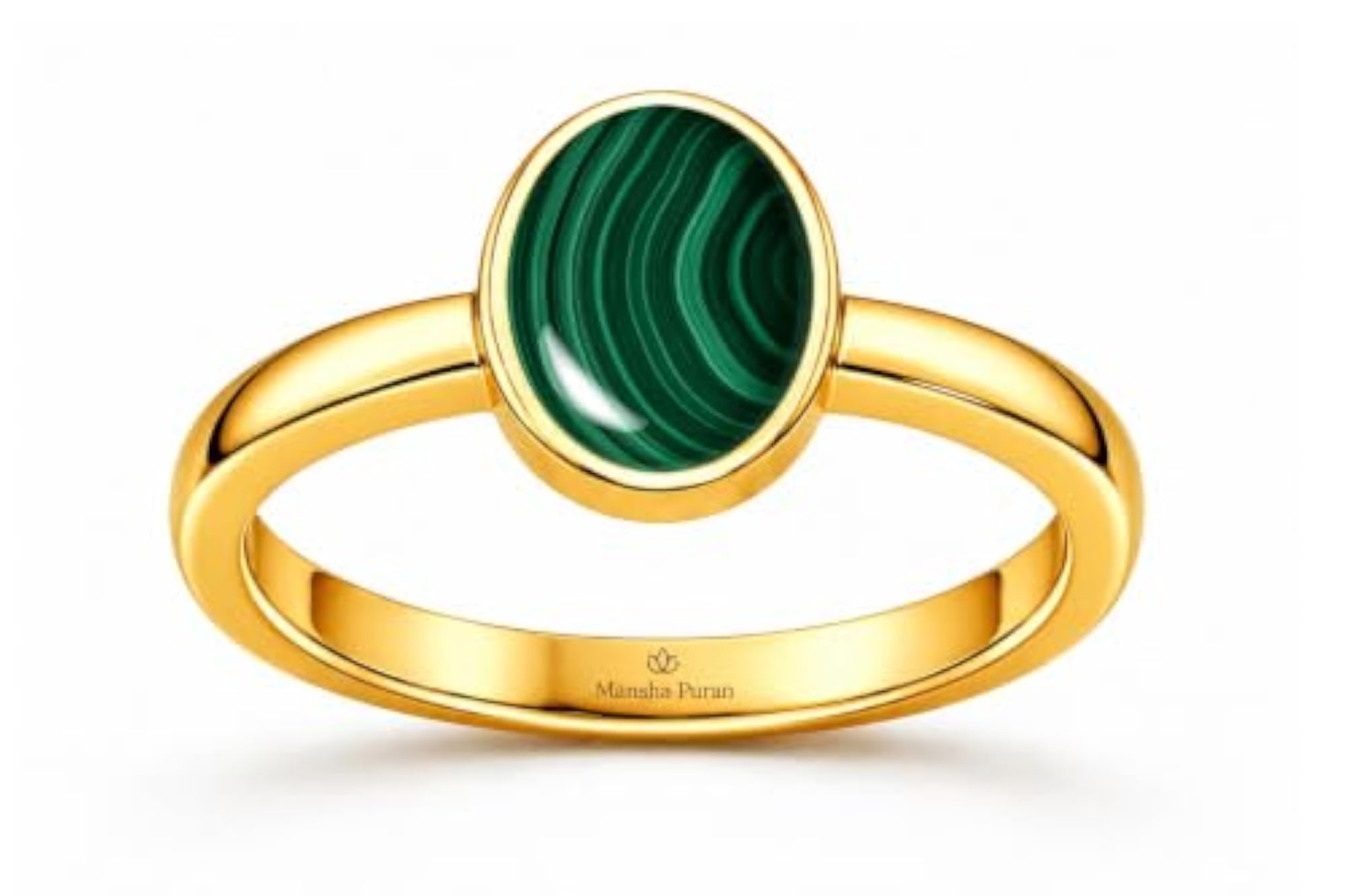 Natural Malachite Energized Panchdhatu Plain Ring