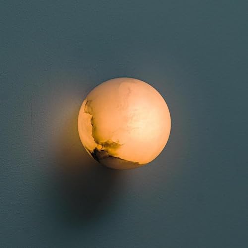Aplique de Pared Redondo de mármol, lámpara de Noche con Forma de Globo, Moderna lámpara de Pared LED de acrílico, iluminación Minimalista nórdica Elegante para Dormitorio, Sala de Estar, baño