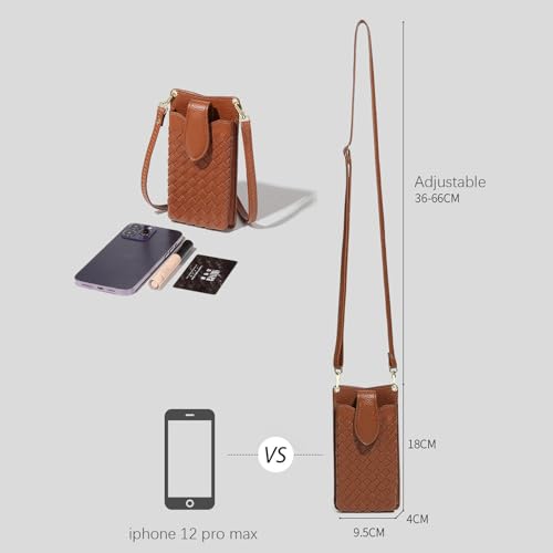 Woven Leather Phone Crossbody Bag, Small Cell Phone Purse with Adjustable Strap for Women2