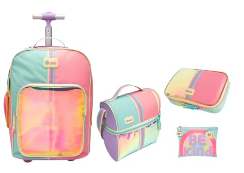 Kit Mochila Grande De Rodinha Color Block Holográfica Puket