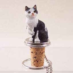 Manx Black & White Cat Wine Bottle Stopper