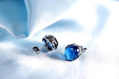 Boucles d'oreilles corindon bleu véritable argent 925 aux finitions de haute joaillerie