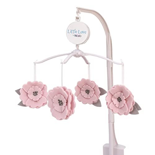 Image of Little Love by NoJo Beautiful Blooms Pink and Grey Flowers Musical Mobile