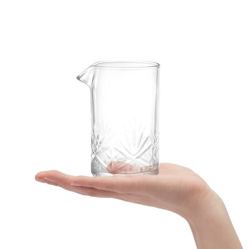 BESPORTBLE Jarra Mezcladora para Cócteles de Vidrio Grueso 700 Ml Diseño Cristal Tallado, Vaso Agitador para Bar y Hogar, Vertedor Antigoteo para Whisky y Bebidas, Uso Versátil en Reuniones