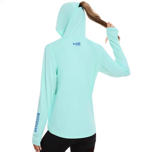 Bassdash Mujer Sudadera con Capucha de Pesca Manga Larga Protección Solar UPF 50+ con Bolsillo Sudadera para Deportes al Aire Libre Surf Natación Correr FS04W - imagen 2