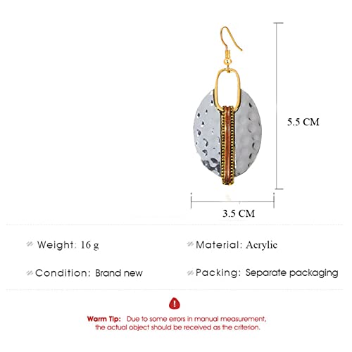 MALOYANVE Handmade Boho Hammered Earring for Women Unique Chic Trendy Vintage Bohemian Ethnic Classic Texture Lightweight Oval Dangle Drop Statement Earrings Jewelry Gifts4