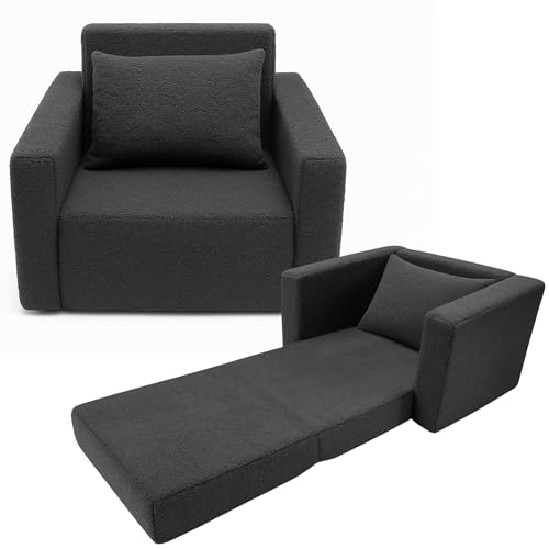 Odolplusz Fauteuil pour enfant pliable | Canapé pour enfant Mini-fauteuil Chaise pour enfant Fauteuil câlin | Mobilier pour enfant pour chambre d'enfant | (Teddy Graphite)