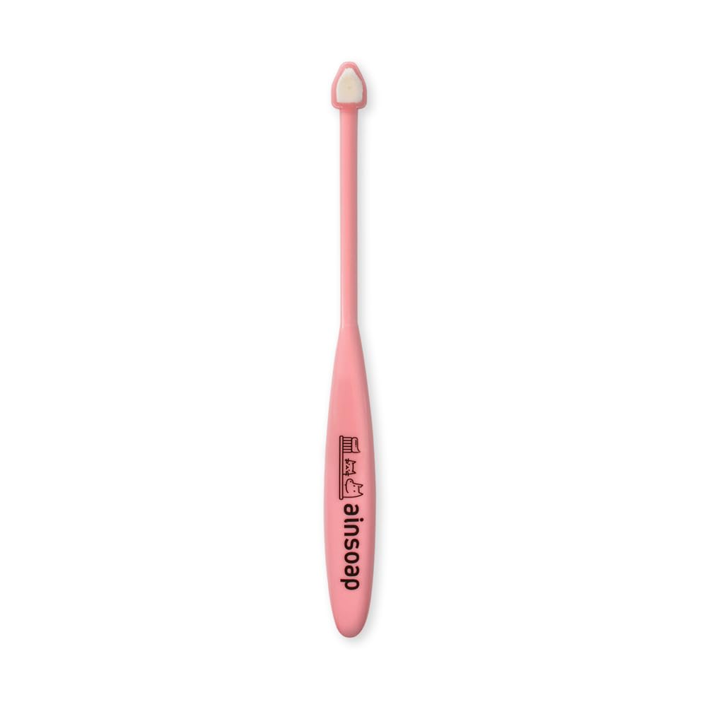 [ainsoap] Triangle Toothbrush, Soft Bristle Pet Toothbrush - 0.08mm Micro-Fine Bristles, Small Dogs and Cats, Gentle Cleaning with Tongue Cleaner (Pink, One Size)