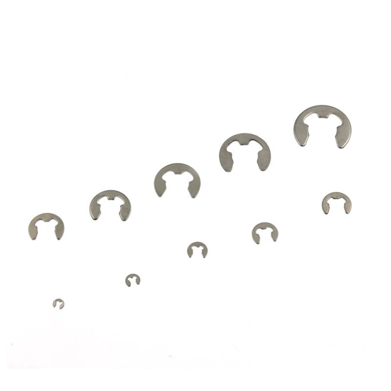 Generic 200PCS Silver M1.5-M10 E Clip Washer Assortment Kit Circlip Retaining Ring for Shaft Fastener E-Shaped Circlip - (Color: As Shown)