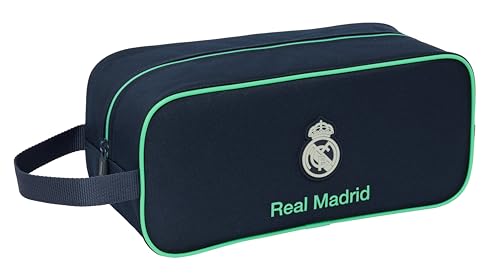 Real Madrid 2ª EQUIPACIÓN 25/26   Zapatillero Mediano, Multiusos, Portatodo, Deporte, Extraescolares, Fútbol, Cómodo y Versátil, 34x14x15 cm