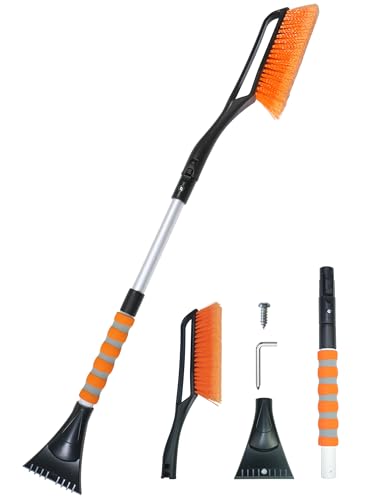 27" to 37.5" Snow Brush with Ice Scrapers for Car, Detachable & Telescopic ...