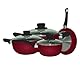 NUOVA HSSC Topf-Set mit Antihaftbeschichtung, 7-teilig, 3 Kasserollen mit Deckel 16, 20 und 24 cm, 1 Pfanne 24 cm, Wabenbeschichtung, Aluminium, ergonomische Griffe, spülmaschinenfest