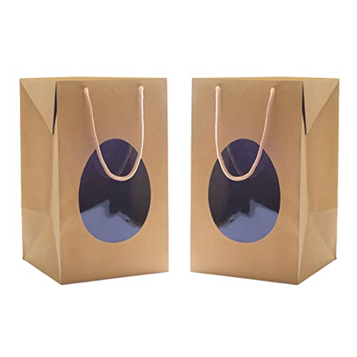 MAQA 10pz Shopper carta porta uovo di Pasqua 18x18xH30 cm, Buste carta con manico avana per uova pasquali, Buste take away Pasqua