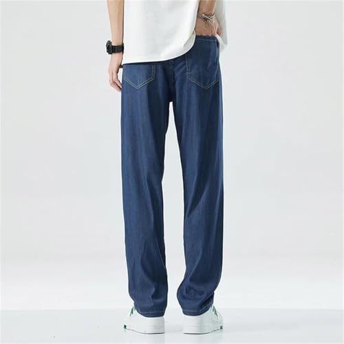 Men's Summer Jeans Thin Soft Straight Denim Pants Casual Wide Leg Trousers Classic Business Big Size2