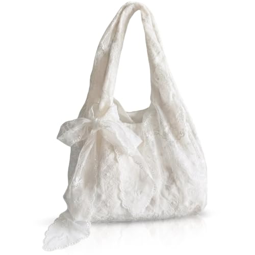 Bolso Tote de Encaje Blanco para Mujer miniatura 1