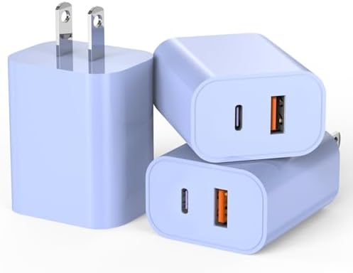 Cargador Rápido 20W Para IPhone 16/15 - Pack Con 2 Cargadores Y 2 Cables USB-C De 2 Metros, Color Azul, Tecnología PD3.0