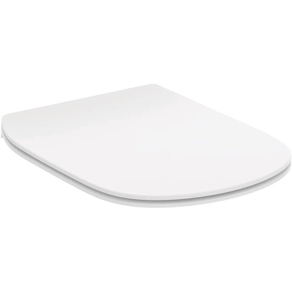 Ideal Standard Tesi deska sedesowa w kształcie litery D, trwała deska sedesowa z funkcją Quick Release do łatwego czyszczenia, wykonana z wytrzymałego duroplastu – biała (370 x 450 x 45 mm)