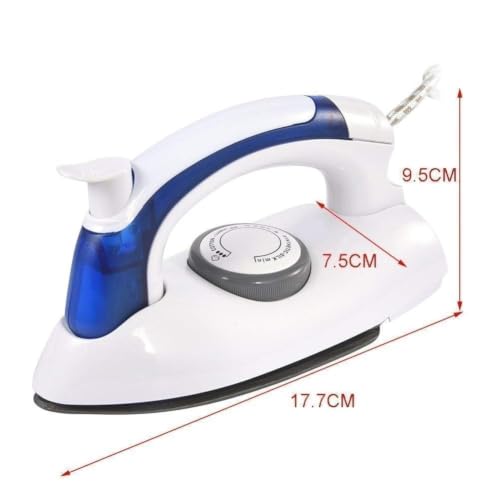 Image of Portable Travel Garment Steamer Iron for Clothes Mini Dry Steam Iron with Temperature Lightweight Compact for Home Office Travel Suitable for Cotton Polyester Silk Light Fabrics White & Blue