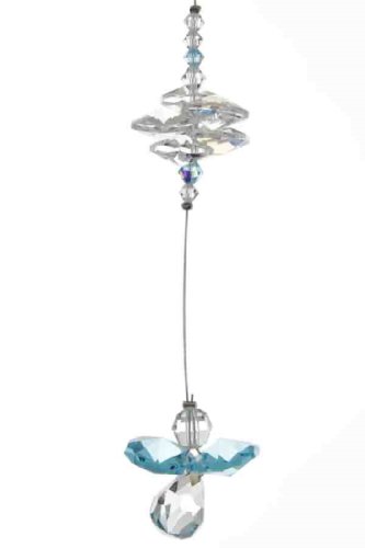 Cascade Crystal Guardian Angel Birthstone Suncatcher MARCH - AQUAMARINE - Embellished with Swarovski Crystals