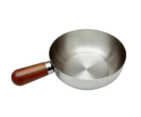 Image of Mini Oil pan for Home, Stainless Steel Tadka Pan with Wooden Handle | Heavy Base Small Saucepan for Tempering, Melting Butter, Heating Milk & Cooking | Gas & Induction Compatible (Pack of 1)