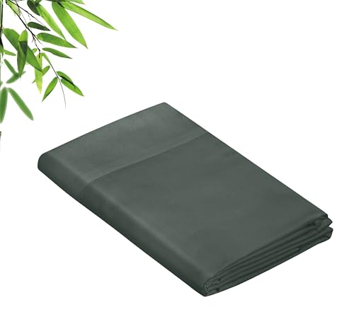 Image of Royale Linens Bamboo Viscose Twin Flat Sheets Only - Cooling Sheets - Organic Viscose Derived from Bamboo - Twin Size Flat Sheet Only - Top Sheet - Breathable & Silky Bedding (Grey)