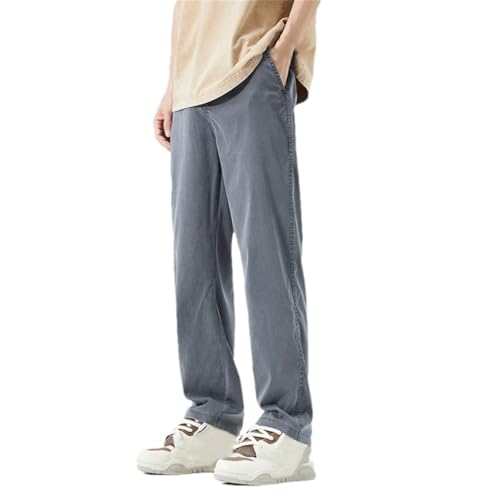 Men's Summer Thin Jeans Loose Fit Straight Leg Drawstring Waist Korean Style Casual Denim Trousers