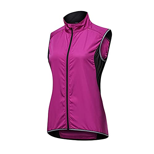 XXXZZL Fahrradweste Damen Reflektierend Winddicht Radweste Atmungsaktiv Laufweste Ultraleichte Atmungsaktiv Laufen Gilet MTB ärmellos Jacken,Lila,XL Cover