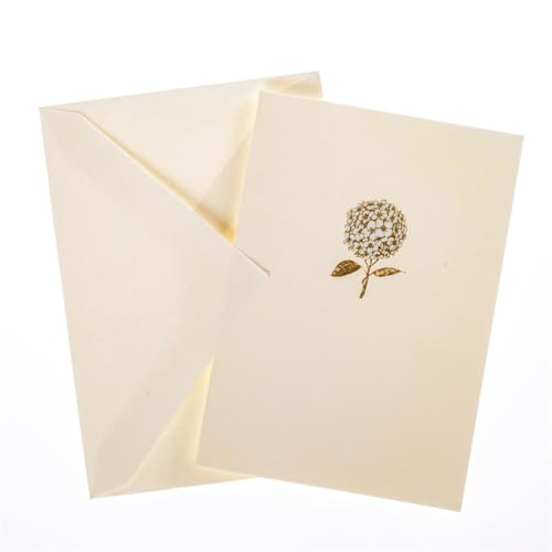 Image of Graphique Hydrangea La Petite Presse Boxed Notecards - 10 Embellished Gold Foil Blank Cards with Matching Envelopes and Storage Box, 3.25 inch x 4.75 inch (L1346CB)