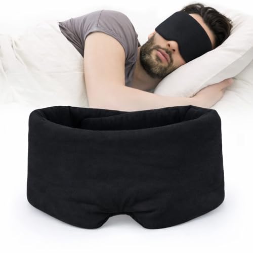 Image of Store2508 Cotton Sleep Mask Blackout Comfortable & Breathable Eye Mask For Sleeping Adjustable Blinder Blindfold Airplane With Travel Pouch Best Night Companion Eyeshade For Women Men Kid (Black)