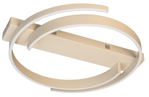 Fischer & Honsel Circly Plafonnier pour salon, chambre à coucher, 56 cm, couleur sable, métal, design moderne, intensité variable avec télécommande, LED...