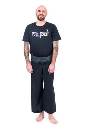 Pantacourt fisherman thaï bicolore noir bandes grises FANTAZIA