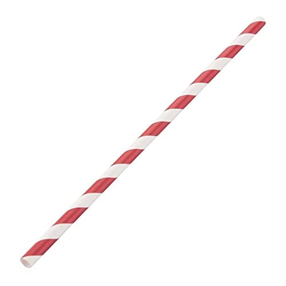 Fiesta Compostable Red Striped Paper Straws Red Stripes (250 Pack)