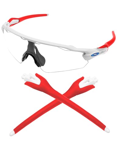 Image of Eye Opening Stuff Replacement White Temples Arms For Oakley Radar EV OO9275 Sunglasses - Red