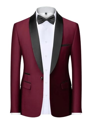 Mens Blazer Slim Fit Tuxedo Suits Jacket Shawl Collar Solid Wedding Dinner Prom One Button Coat4