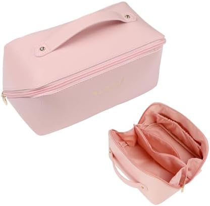 Travel Makeup Bag,Large Capacity Cosmetic Bags for Women,Waterproof Portable Pouch Open Flat Toiletry Bag Pattern Makeup Bag
