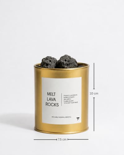 Image of MELT Lava Rocks Air Freshener for Home with Premium Gold Metal Jar | Essential Oil Diffuser Stones for Bedroom, Bathroom, Office, Living Room | Long Lasting Home Fragrance