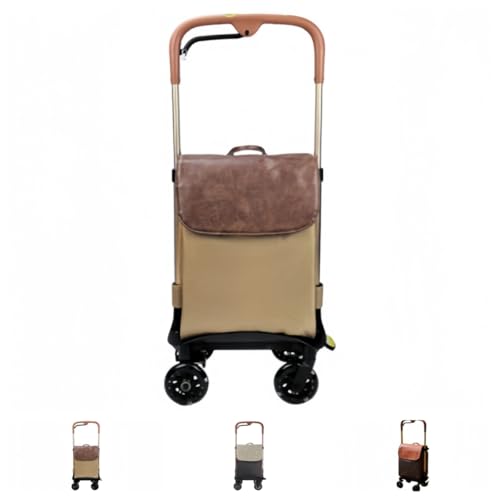 Sandqvipaショッピングカート、横押し 、4輪買い物カート、高齢者用歩行カート、軽量カート コンパクト、 静音タイヤ 、伸縮式プルロッド、ポータブルブレーキ、歩行用手すり、大容量、 収納便利、ウォーキング、お出かけ、ショッピング、旅行、アウトドアなど