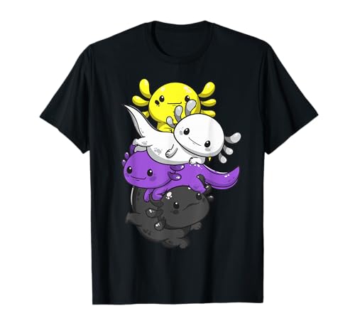 Nonbinary Pride Kawaii Axolotl Flor, nicht binäre Flagge T-Shirt