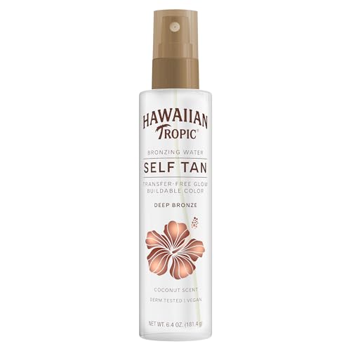 Hawaiian Tropic Aloha Glow Self Tanning Water, 6.4oz, Self Tanner Spray Tan, Fake Tan, Self Tan Water, Sunless Tanner, Self Tanning Spray Body Bronzer, Deep Bronze Tan Self Tanning Mist, 6.4oz