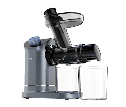 WHUTO Masticating Juicer, High Juice Yield Cold Press Juicer Machines, Electric Juicer Maker For Vegetable & Fruit, Reverse Function & Quiet Motor, Easy Clean With Brush, Carrot & Celery Juicer, BLUE