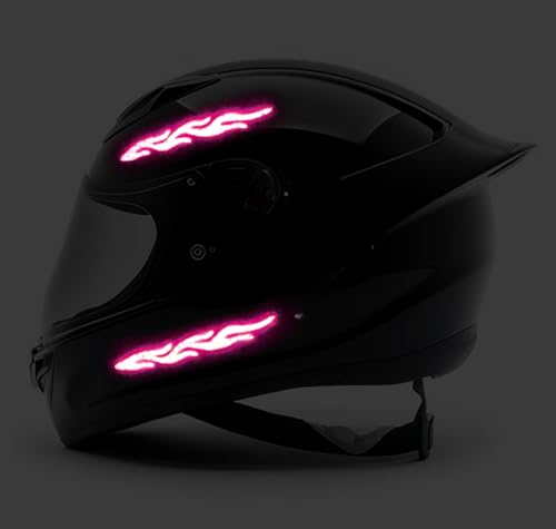 Image of customTAYLOR33 High-Intensity Grade Premium Reflective Tribal Flame Helmet Decals, Motorcycle Safety Sticker Decals (Special Edition Hot Pink)
