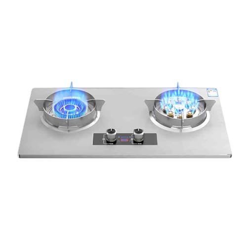 Estufa de gas con quemadores duales, temporizador y protección contra llamas para una cocina eficiente
