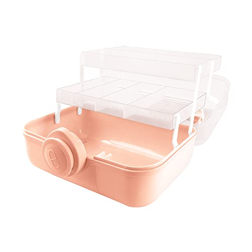 Image of First Aid Medicine Box, 3-Tier Fold Tray Medicine Storage Containers, Multipurpose Empty Portable Storage Box, Sewing Box, Tool Box for Keeping Tools, Jewelry, Arts, Sewing, First Aid Kits [Pink]