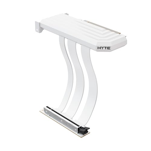 Hyte PCIe 5.0 Hyper Riser - PCI Express Gen 5.0 Vertical Riser Cable with Reinforced Metal Slot - Snow White (White)